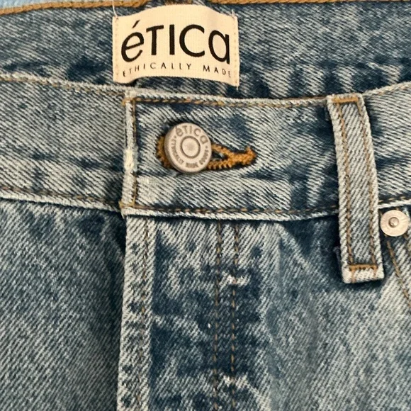 Etica Wide Leg Cuffed Button Fly Jeans - Picture 2 of 7